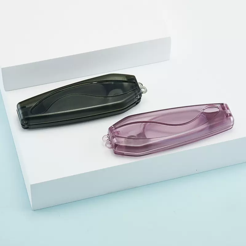 超轻挂脖老花眼镜防丢便携式折叠眼镜带盒紫小巧迷你时尚眼镜男女