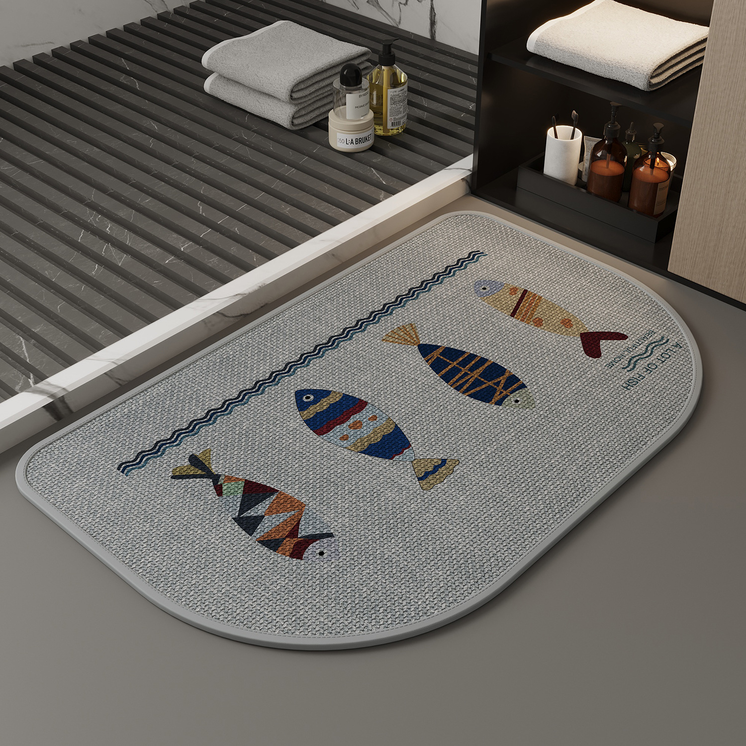 Style weaving-light blue-small fish with big rounded corners / 40*60cm