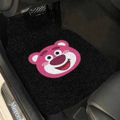 Universal Foot Pad – Decoration Easy-to-take-care Car Mat - strawberry-bear-black-bottom-4562cm-wire-ring-front-seat-a-piece