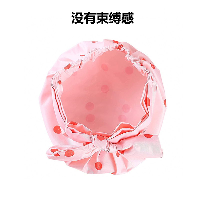 女式浴帽可重复使用可调节淋浴帽和奢华防水沐浴发帽优雅双层浴帽