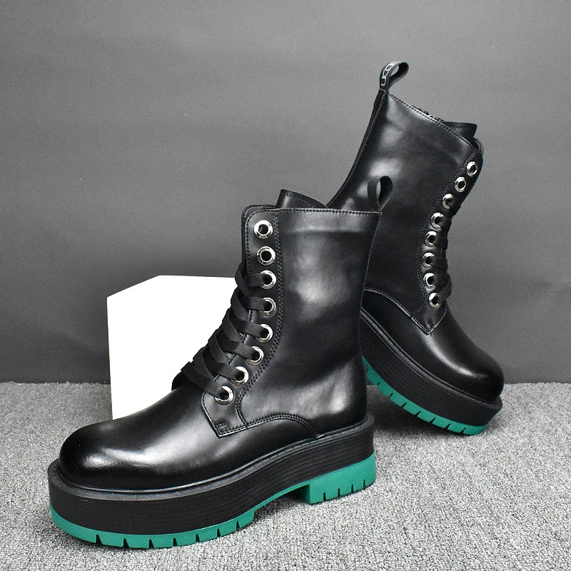 Осенне-зимняя новая мужская обувь, модные Универсальные дышащие деловые Ботинки Martin скрытой высоты в Корейском стиле, высокие кожаные туфли, универсальные