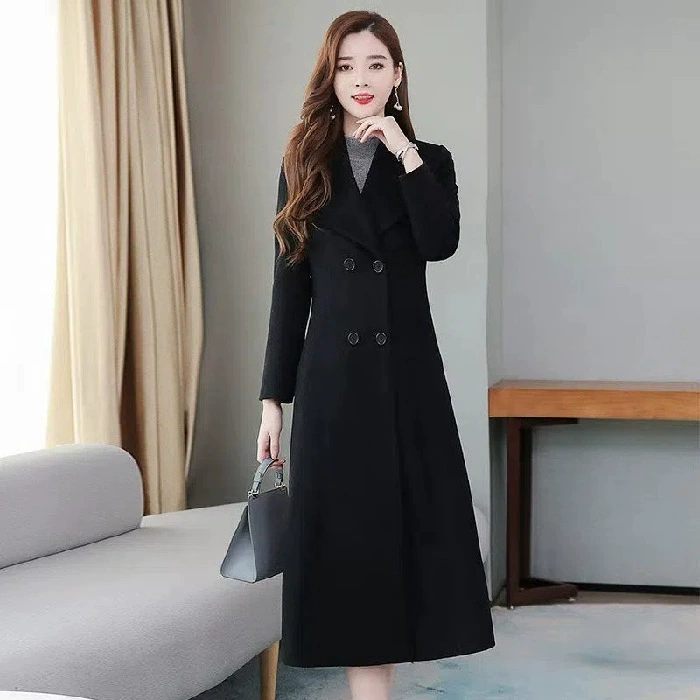 Весеннее trench coat, осеннее шерстяное пальто, удлиненная прямая пояс, куртка, увеличенная толщина, плюс сайз