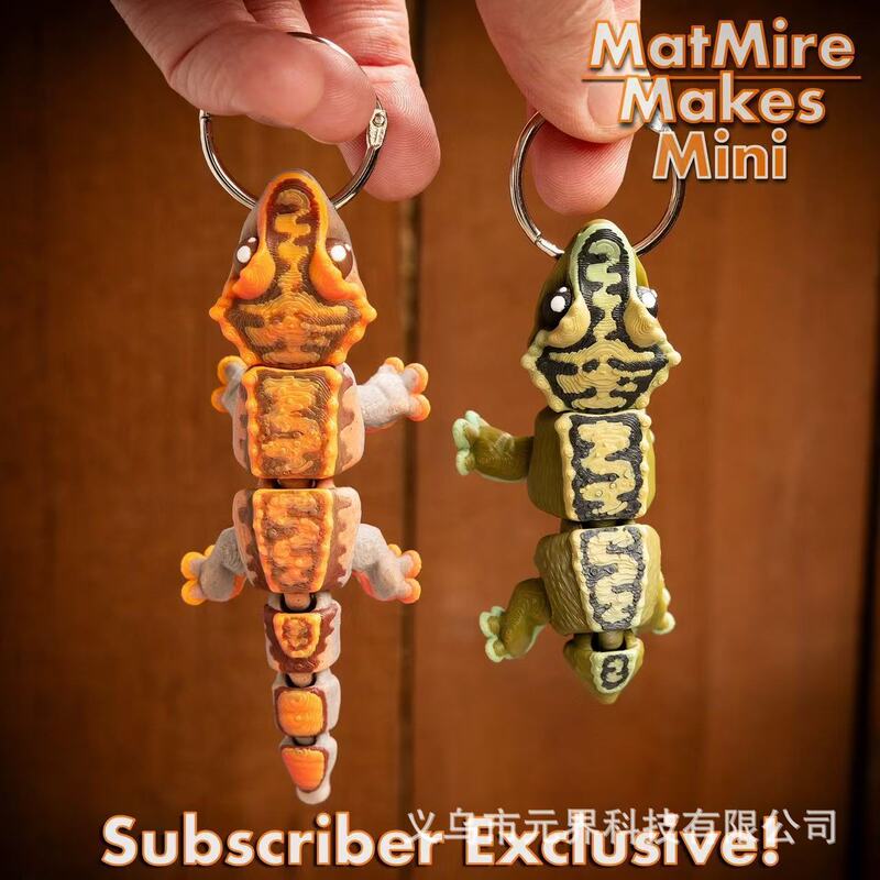 3D Printed Cross-Border New Model of Eyelid Gecko, Crown-Haired Gecko, Articulated Toy Model Keychain for Halloween