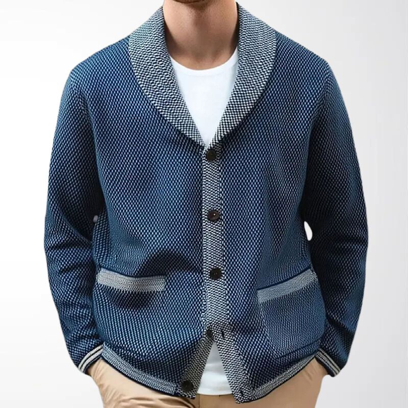 Cross-Border Men's Fashion Retro Washed Denim Blue Knitted Cardigan Spring and Autumn Style Trendy Brand Loose Casual Jacket Sy0048