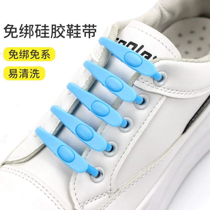 Оптовые TikTok Взрывы Ленивые шнурки для детей Взрослые эластичные шнурки без галстуков Эластичные силиконовые шнурки с пряжкой