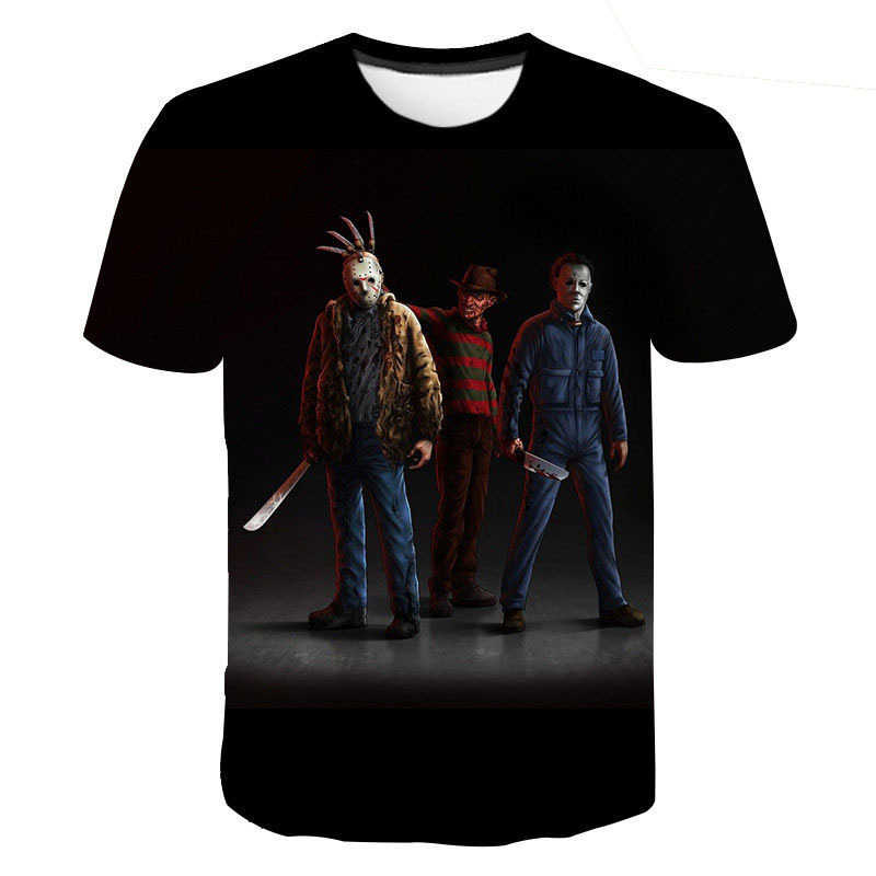 Horror Movie Halloween Eve Michael Myers Temu Short-Sleeved Round Neck Pullover Men's Short-Sleeved T-Shirt 3D