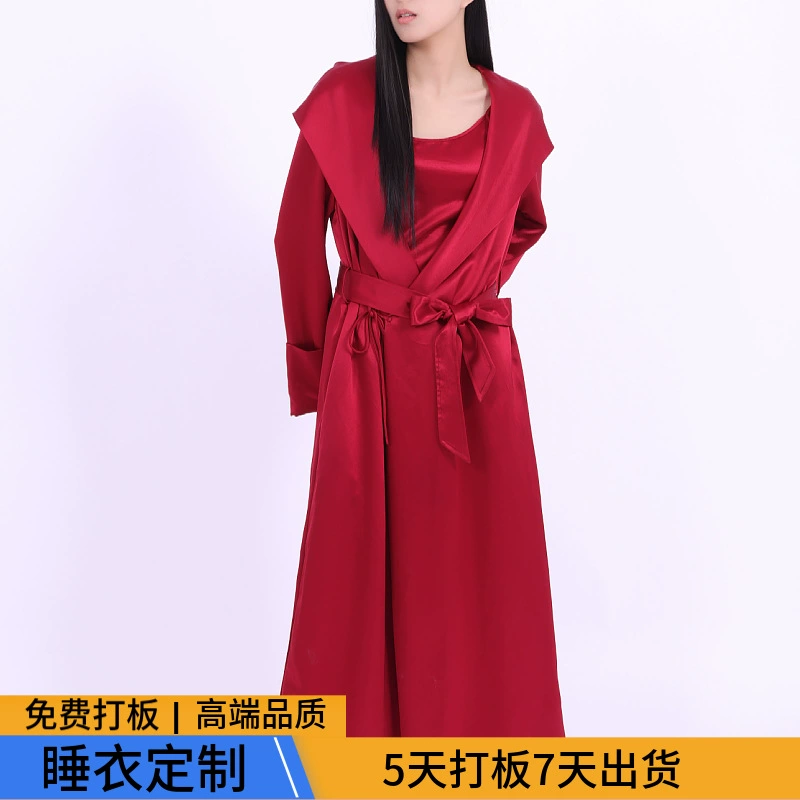 Обработанная и индивидуальная ацетатная ночная рубашка из искусственного шелка, свадебный халат, красный вечерний домашний костюм, женский костюм, трансграничная торговля