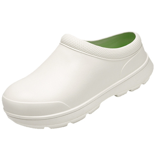 Men's slippers for summer outdoor wear, kitchen work, non-slip, closed-toe sandals, slip-on safety shoes, moisture-resistant footwear for the workplace, non-slip.