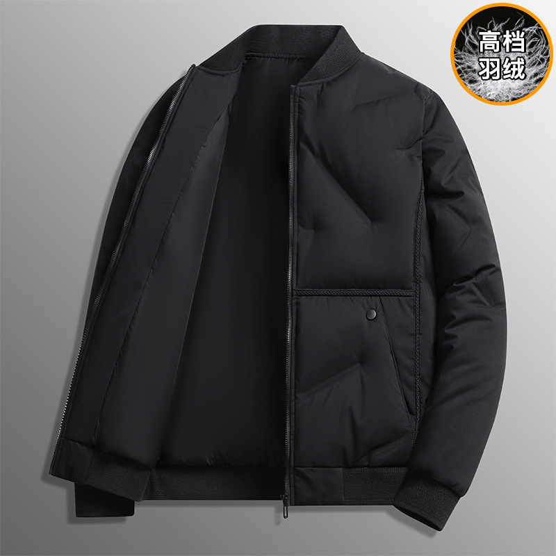Chaqueta de plumón para hombres mano rápida fábrica de transmisión en vivo de invierno de negocios de moda caliente cuello de béisbol ropa de hombre