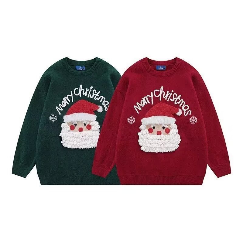 Christmas Sweater Santa Claus Crewneck Men's Autumn and Winter American Style Ins Trendy Couple Loose Casual Sweater