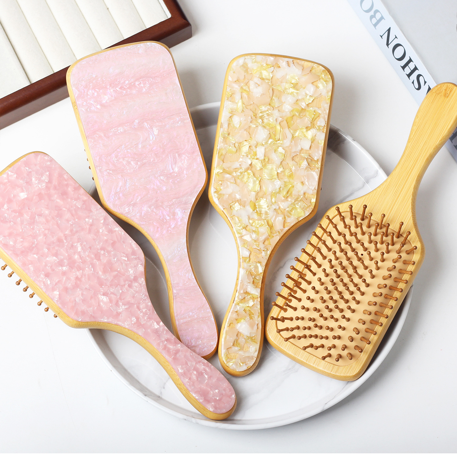 Airbag de ácido acético, cojín de dientes anchos, peine de masaje para el cabello, peine de peluquería para niños, peine de pelo largo y rizado, peine de madera de tablero grande