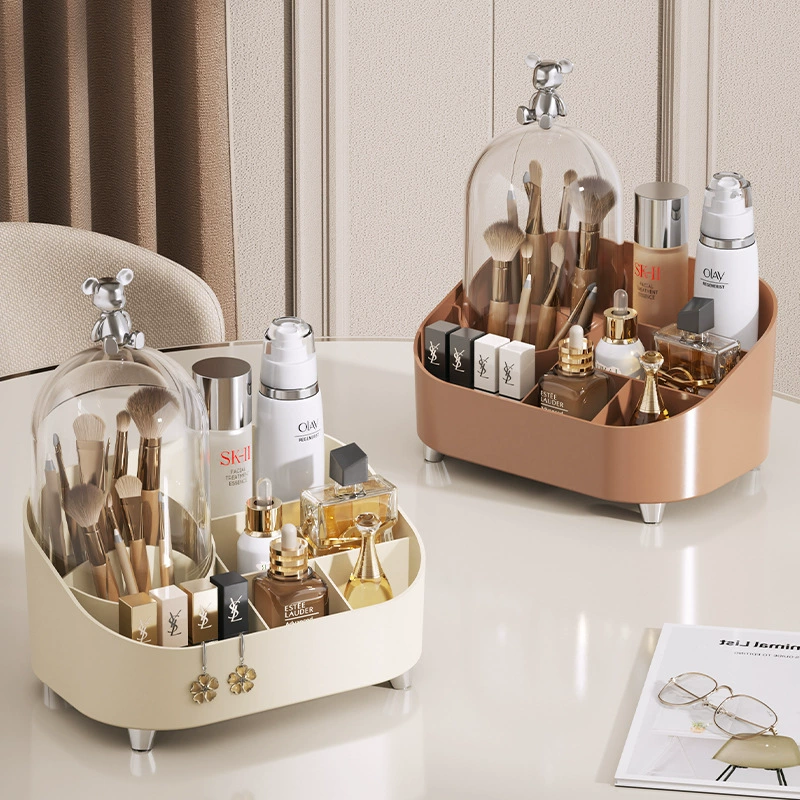 Cosmetic Organizer Storage Box, Dustproof Makeup Box, Multi-Compartment, 6 Color Options