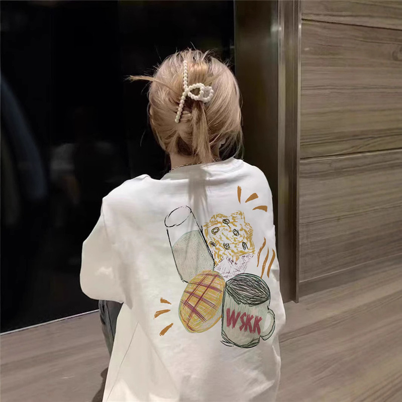New American Style Retro Pure Cotton Heavy-weight Short-sleeved T-shirt Women's Design Sense Instagram National Fashion Brand Niche Short-sleeved Top