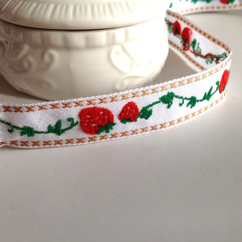 Accesorios hechos a mano cinta zakka algodón lindo dibujos animados bordado de frutas encaje tela tela tocado ropa de bebé