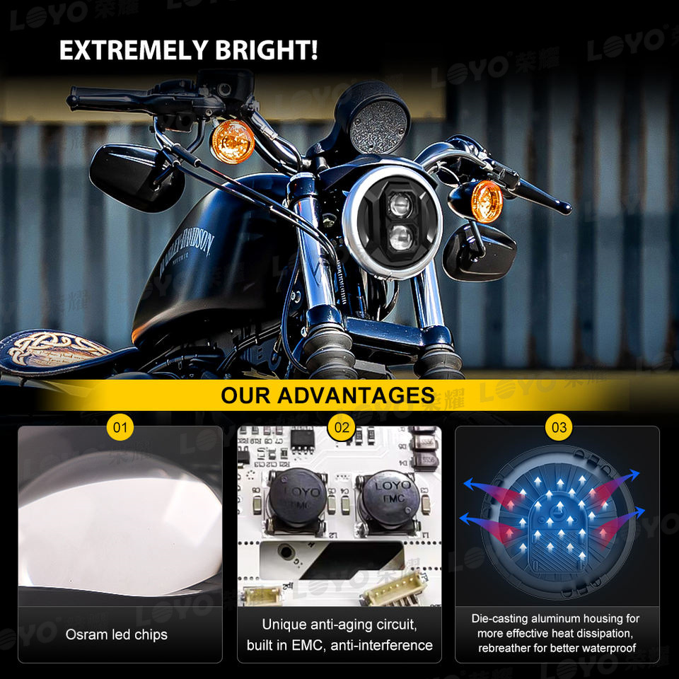 7-inch headlight suitable for Harley Davidson motorcycle modified headlight 7-inch LED headlight round LED headlamp