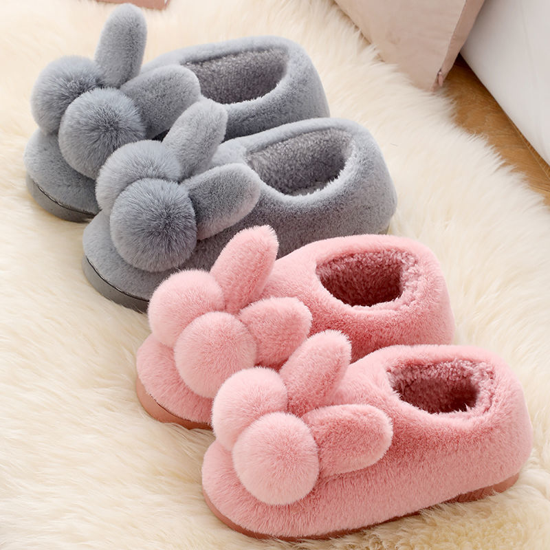 Bag with cotton slippers female winter 2023 new indoor home plus cashmere warm moon plush couple cotton slippers male