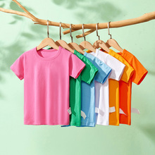 兒童短袖t恤男女夏裝純色圓領純棉寶寶中小童半袖童裝批發一件代
