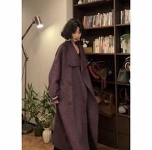复古立领尊贵紫系列双面羊毛大衣 2025秋冬高品质轻奢韩系阔版女
