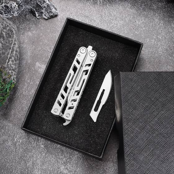 Stainless steel folding knife rotating art knife replaceable blade sharp paper cutting knife portable small folding knife unpacking knife