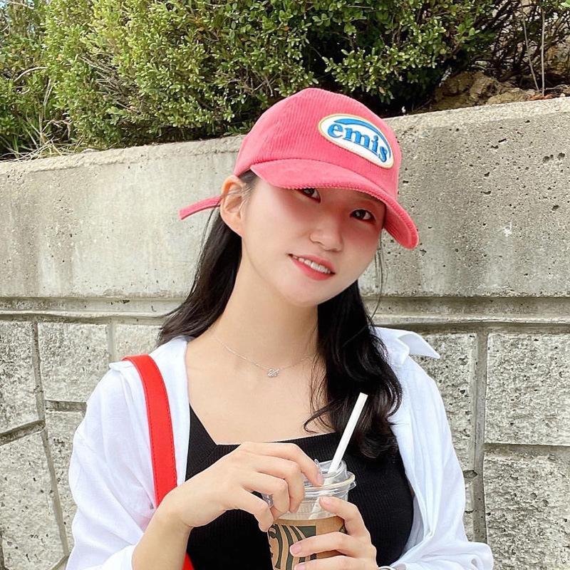 Round mark corduroy-watermelon red