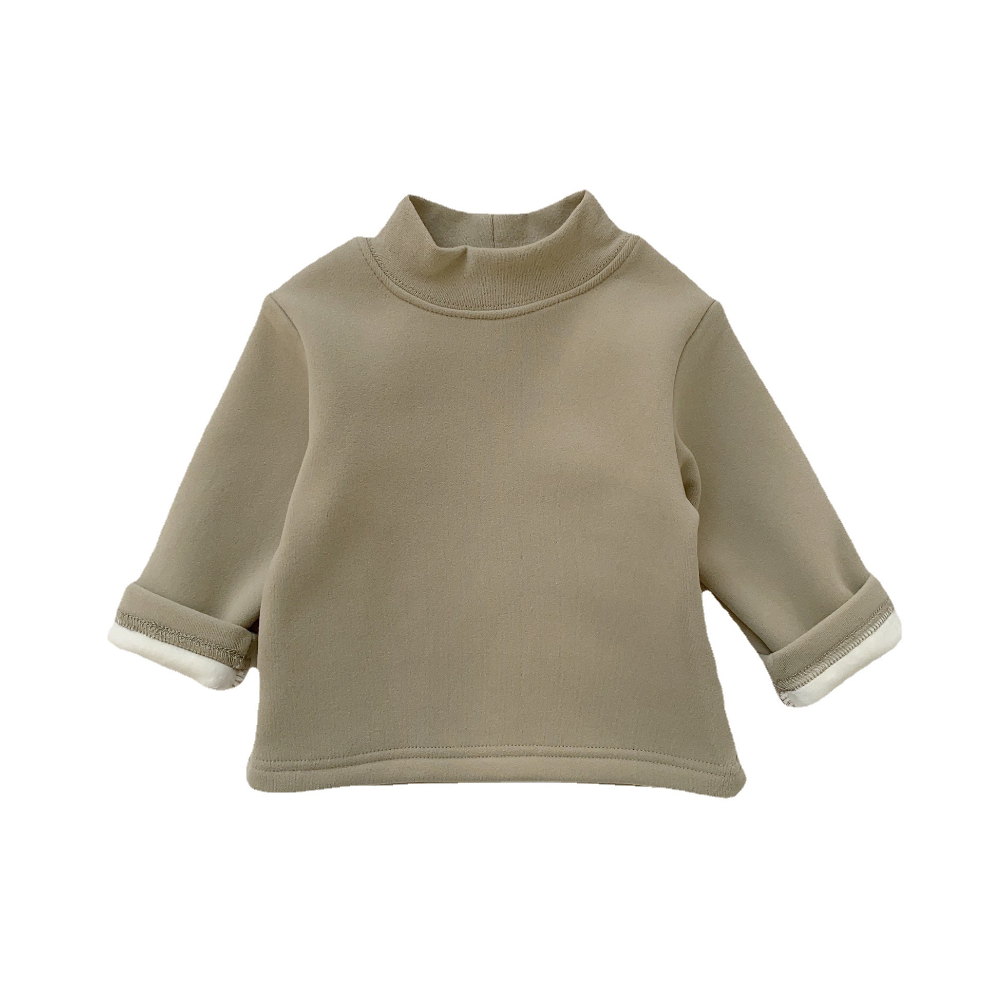 Camisa de fondo forrada de lana para niños de invierno para niños ropa infantil de estilo coreano suéter engrosado niños y niñas de manga larga superior caliente
