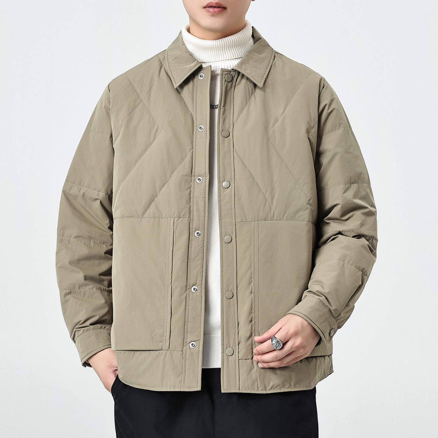 90 White Duck down Workwear Lightweight down Jacket Men's Winter New Loose Large Size Warm Versatile Casual Jacket Trendy