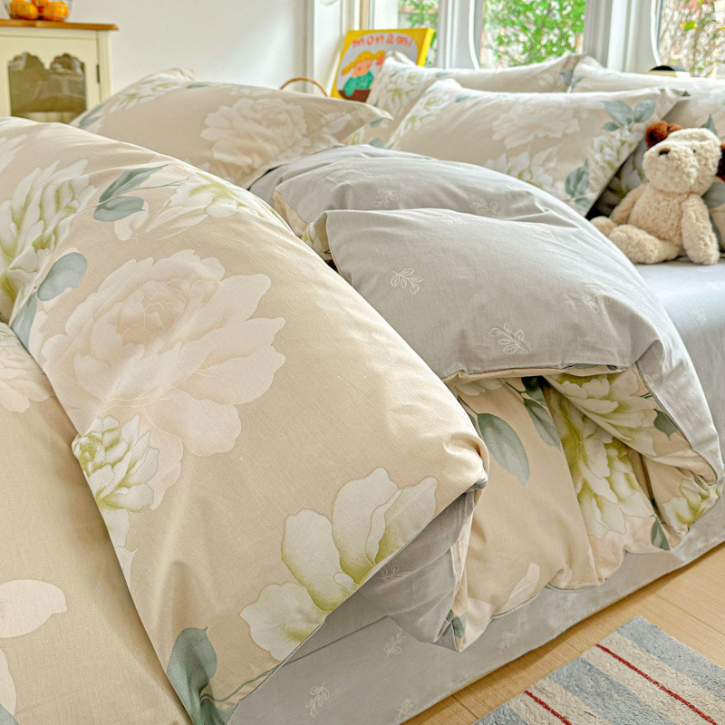 ins caricatura para niños algodón cama de cuatro piezas set 100 sábanas de flor de algodón sábanas