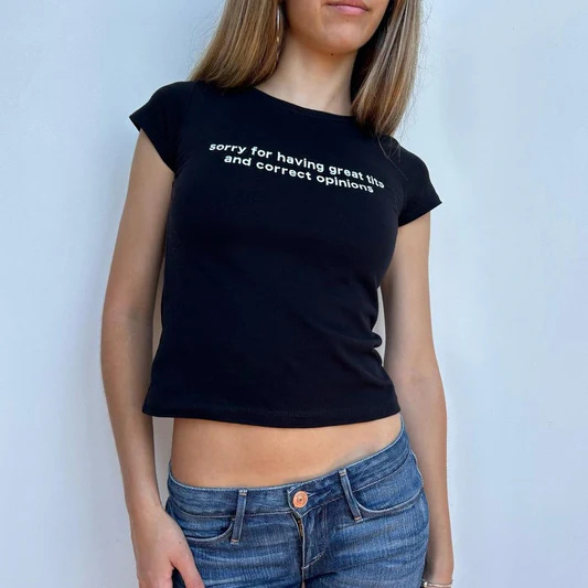 girlsroom アメリカの女性の夏の新しいレタープリントタイトなホットガールへそラウンドネックイン半袖 T シャツ|undefined
