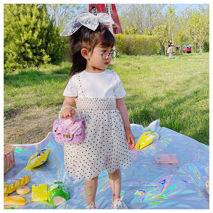 Girl'S Cloth Flower Bow Knot Cute Sequins Pearls Square Lock Clasp Crossbody Bag display picture 32