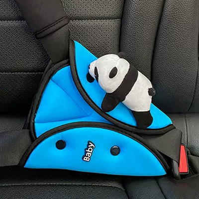 panda shoulder protector car – Seat belt shoulder pad - papa-panda-baby-blue-triangular-fixer-four