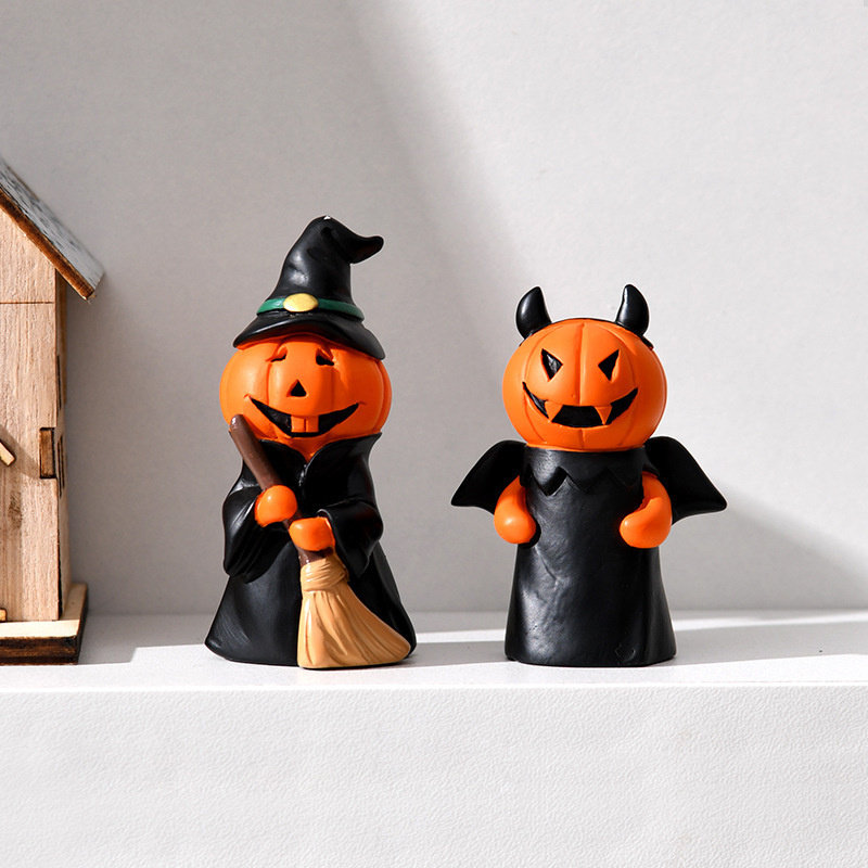 国境を越えた新製品ハロウィーンカボチャ祭りパーティー装飾品ホームデスクトップ幽霊魔女人形樹脂置物|undefined