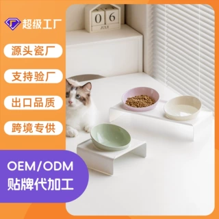定制陶瓷宠物碗斜口猫碗水碗狗粮食盆跨境现货亚马逊批发热销爆款