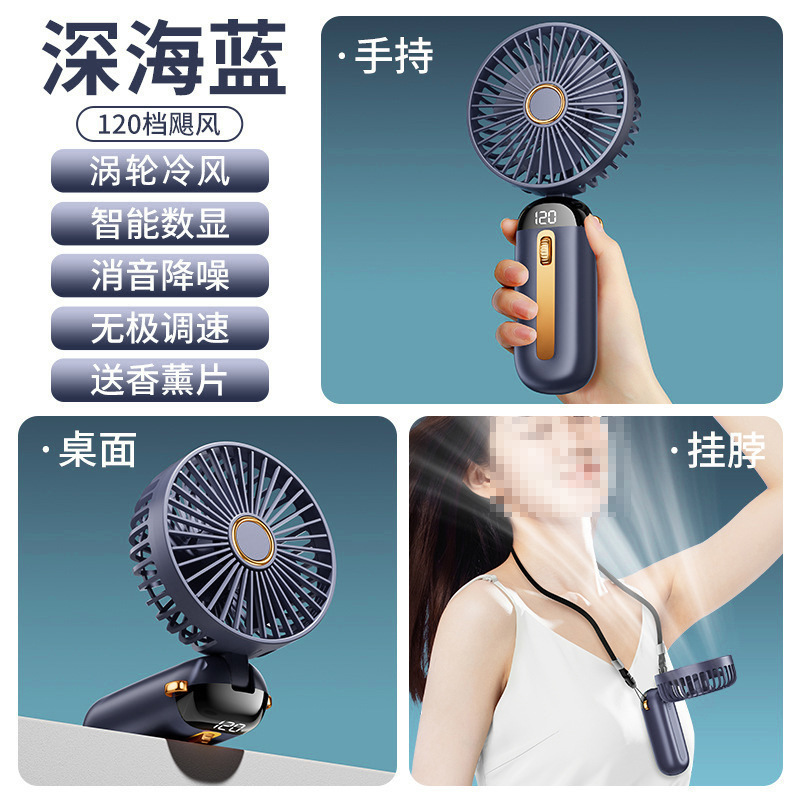 2025 nuevo pequeño ventilador portátil ahumado cuello silencioso viento USB carga de escritorio en stock