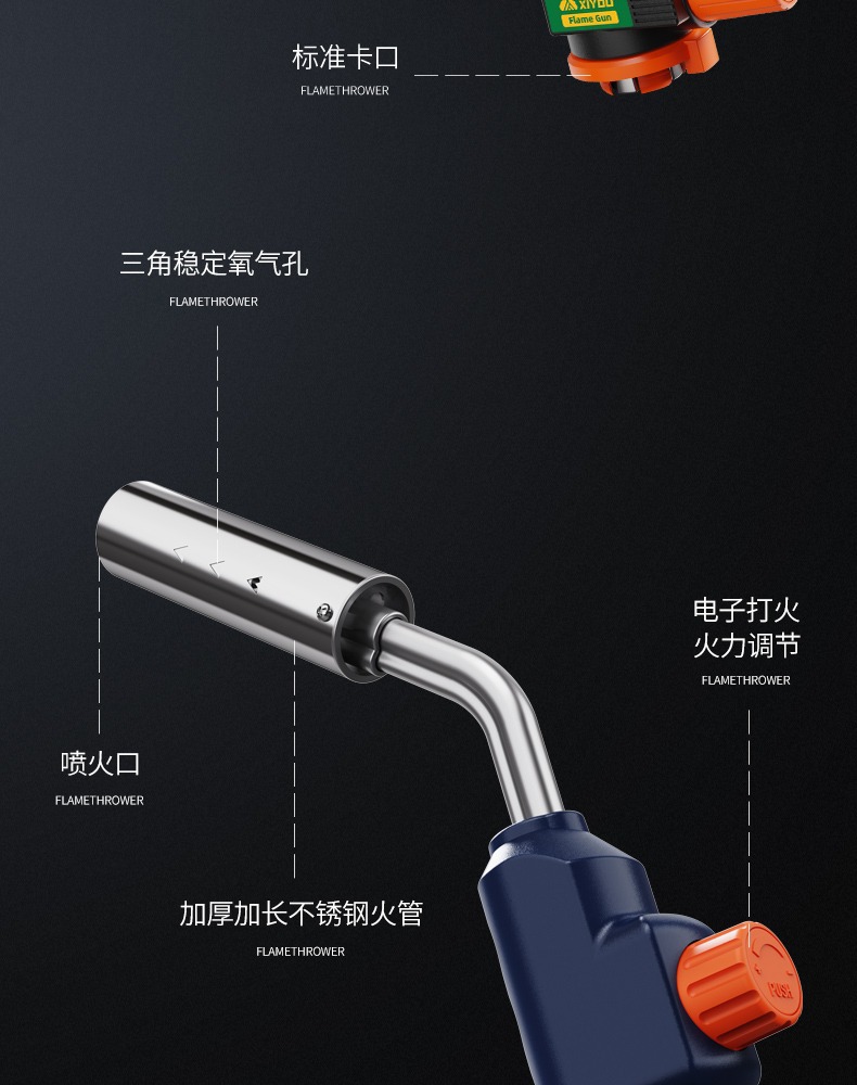 Spitfire Gun Spray Gun Burning Braised Meat Household Hand-held Spitfire Gun Head Card Type Gas Tank Burning Pig Hair Commercial Igniter