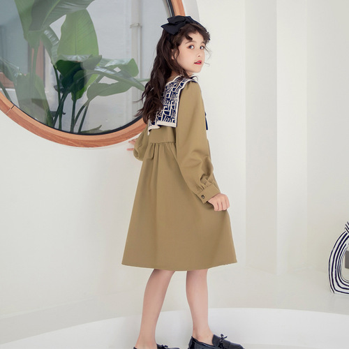 Girls' Dresses 2024 Spring New Style Internet Celebrity Fashionable Children's Wear Skirts for Big Children Spring and Autumn Girls Princess Dresses
