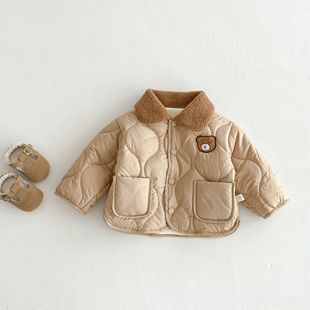 Girls Bear Cotton Outwear 0-5 Years Old Winter Korean Kidsren's Clothing Baby Girl Fashionable Quilted Outwear Kidsren's Cotton Outwear Ay696