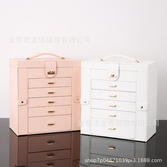 Spot new jewelry storage box wholesale high-grade double-layer large-capacity ring earrings jewelry storage box home