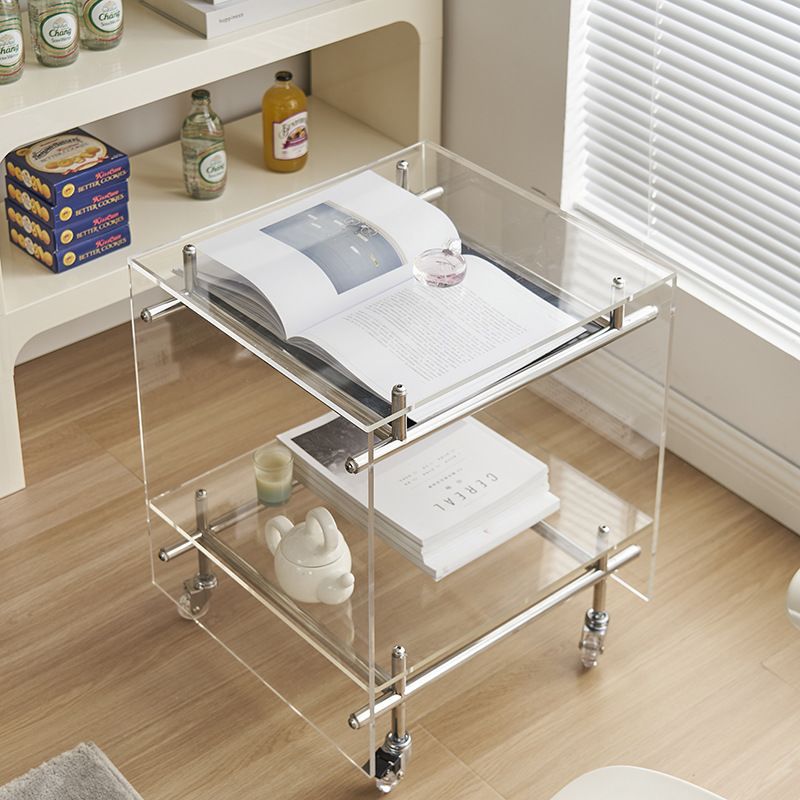 现代简约透明亚克力边几桌小户型多功能滚轮储物家具炫酷必采好店