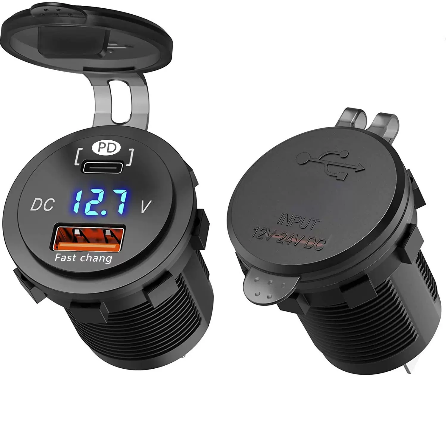 跨境汽车房车改装车载充电器PD30W38W车充手机充电头厂家智能数显