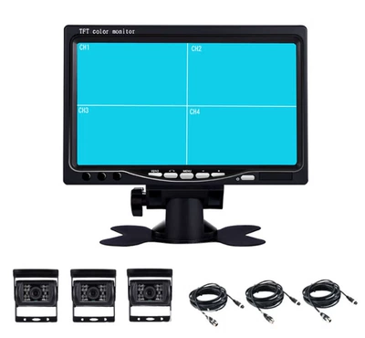 Car display: HD AV display car - 7inch-aviation-head-four-divisions-3-buses-3-10m-lines