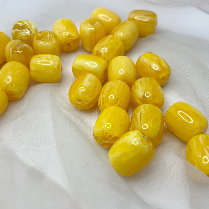 雞油黃蜜蠟桶珠子二代蜜蠟老型珠腰珠diy手工頂珠金剛手串配珠材