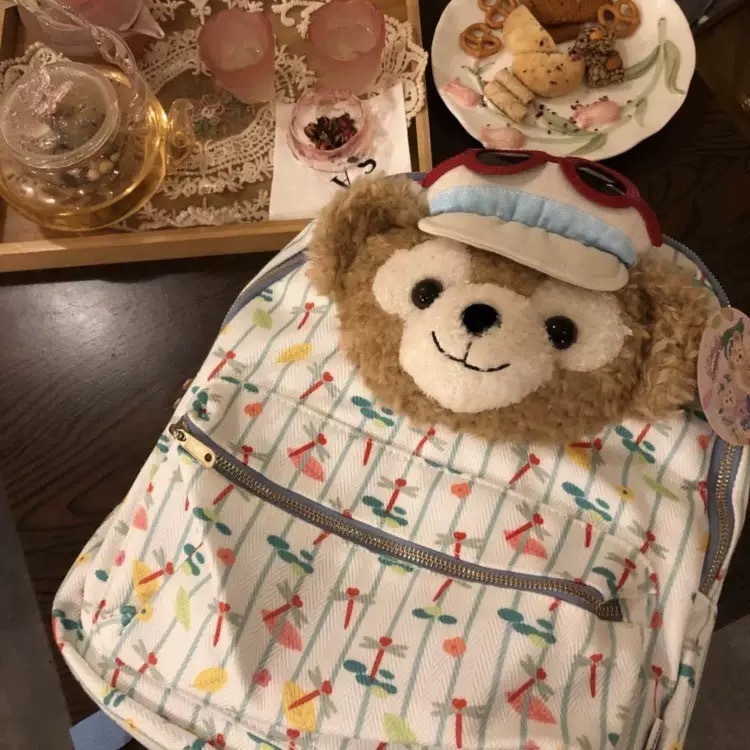 Japanese Cartoon Duffy Bear Backpack Shirley Mei Plaid Doll Plush Bag Girl's Large Capacity Student Schoolbag Japanese Cartoon Duffy Bear Backpack Shirley Mei Plaid Doll Plush Bag Girl's Large Capacity Student Schoolbag
