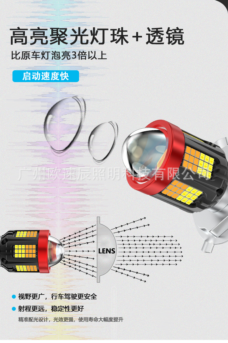 Cross-Border Supply of High-Power Led Motorcycle Headlights H6 H4 P15D Three-Prong Dual-Color Plug-In Bulbs