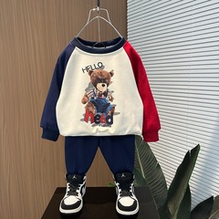 男童春裝套裝2024新款兒童帥氣衣服洋氣寶寶春秋季休閒時髦兩件套