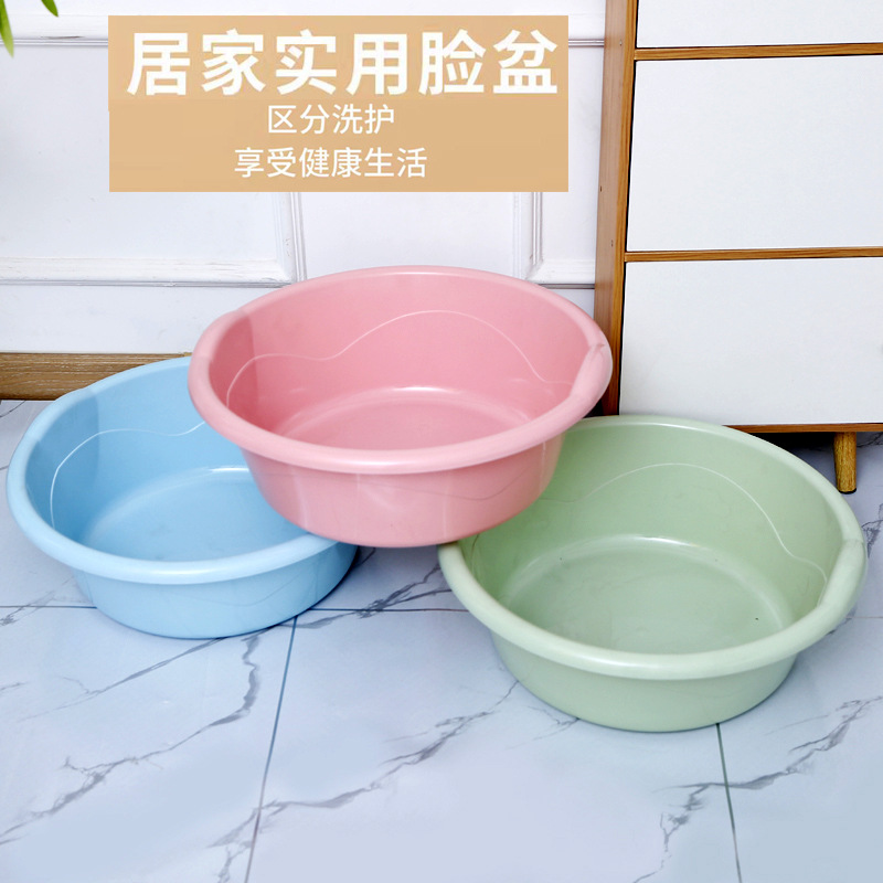厂家批发 双耳家用洗衣盆塑料洗脸盆印刷加厚双耳盆子加大洗衣盆