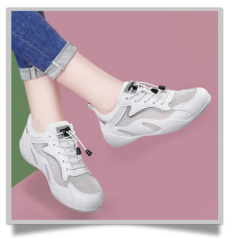 Giày sneaker nữ da thật đế mềm lưới thoáng khí dáng thể thao nhẹ xuân hè 2024 — Xám be 58231 LJ, Màu đen 58231 LJ, Màu hồng 58219 LJ, DH 58278-1 gót trắng cao 3cm mẫu thoáng khí mùa hè chi tiết 6