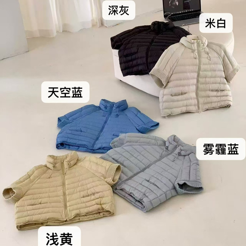 Yuyan Korean-style 90% white duck down waist-cinching ribbed half-sleeve down vest for women, 2026 autumn/winter new collection, stand-up collar vest