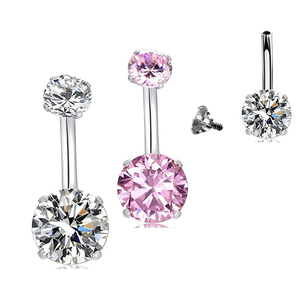 Fashion Double-headed Round Zircon Navel Nails Women's Human Body Jewelry display picture 1