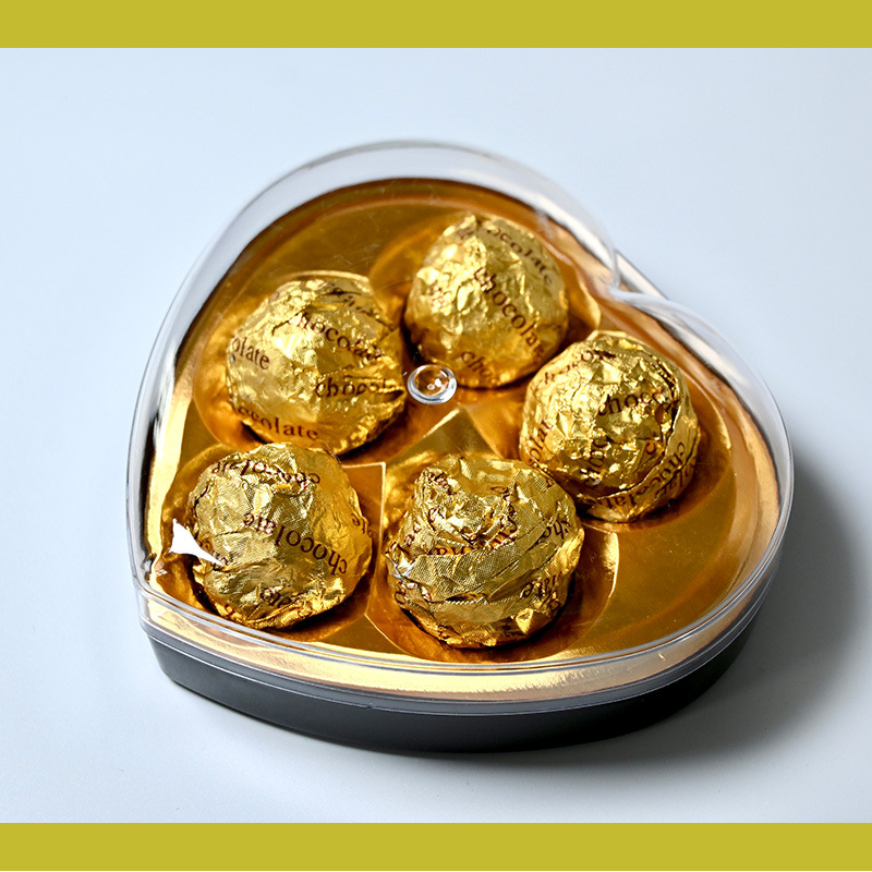 3 cápsulas, 5 cápsulas, 8 cápsulas, 12 cápsulas, caja de plástico en forma de corazón, bola de oro, chocolate, dulces, caja de boda.