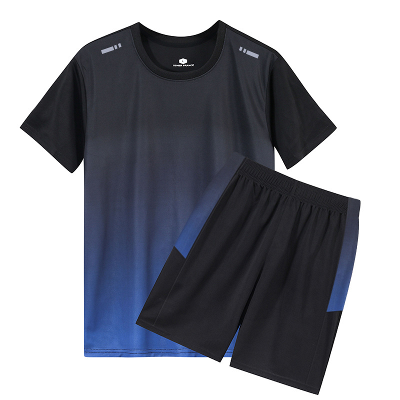 Verano hombre rápido seco deportivo conjunto de moda hombre manga corta camiseta suelta pantalones cortos de gimnasio ropa de entrenamiento para correr